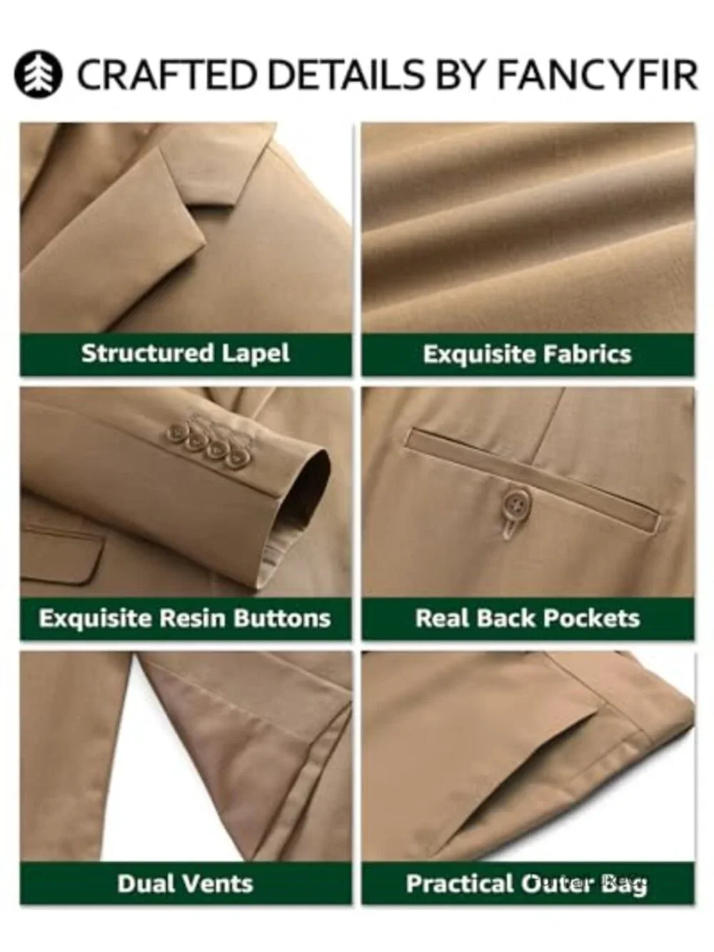 Men's Slim Fit 2-Piece Suit Double-Breasted Stretch Fabric Party Business